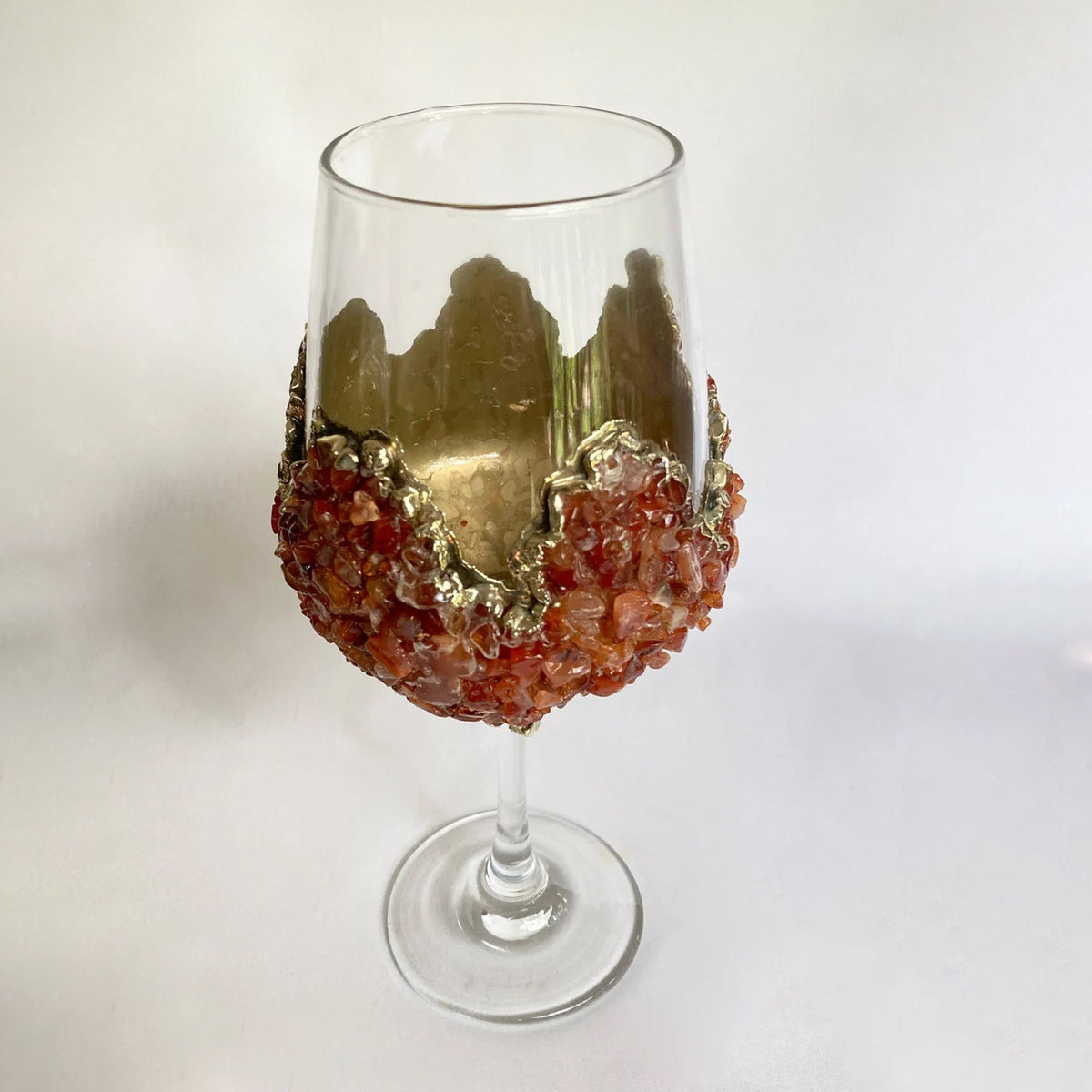 Crystal Wine Glasses with Red Agate – Set of 2, 16 oz