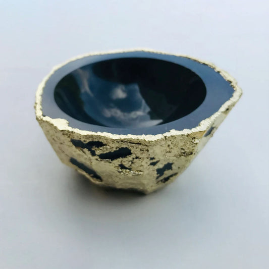 Handcrafted Black Agate Geode Nut/Trinket/Jewelry Bowl