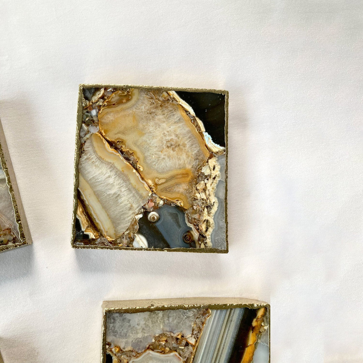 Brown and Cream Agate Square Coasters – Set of 4