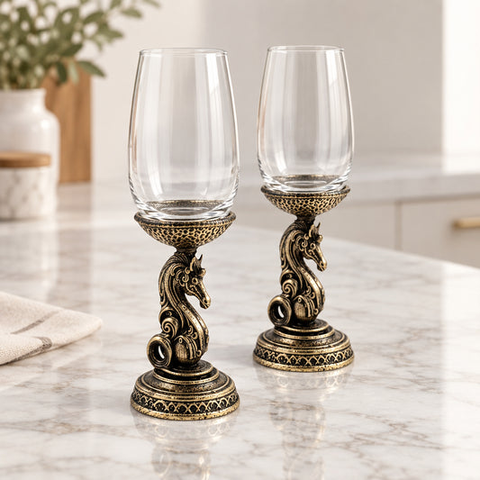 Handcrafted Knight Wine Glasses