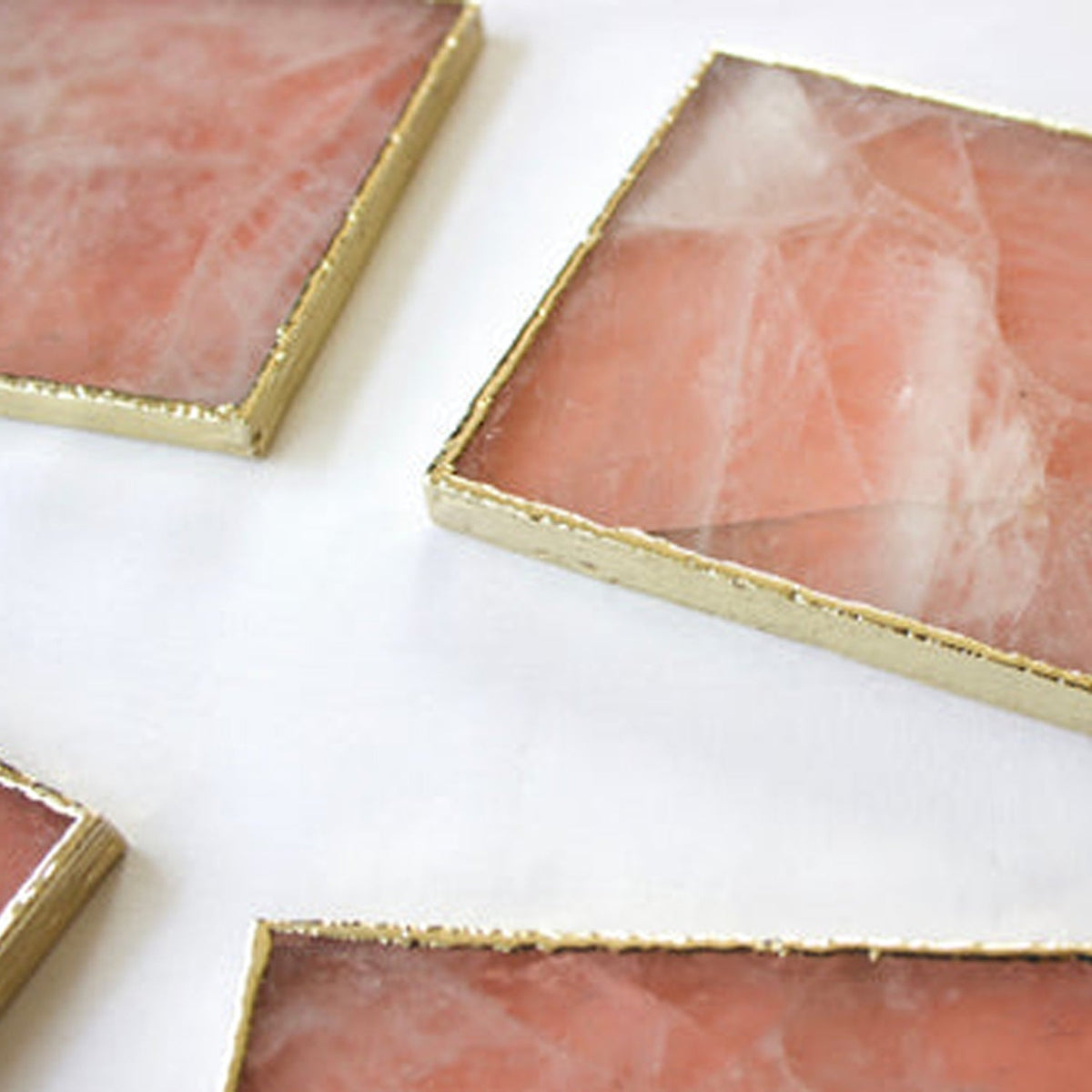 Rose Quartz Square Coasters – Set of 4