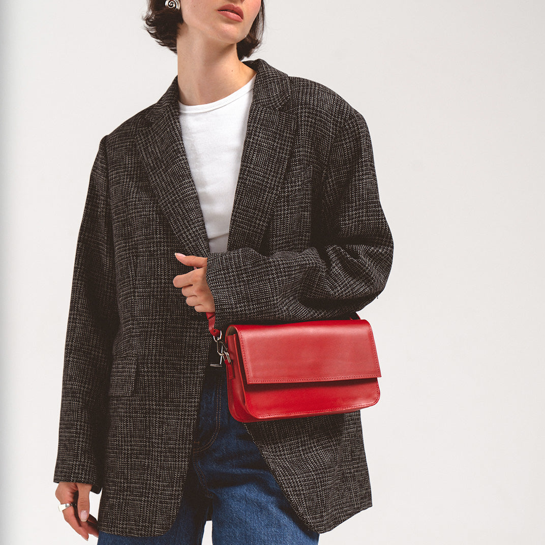 Leather Shoulder Bag - Curie (Brown)-4