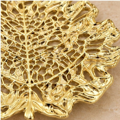 Skeletal Leaf Tray - Decorative Metal Tray | Centerpiece | Home Accent | Gold, Silver or Antique Finish