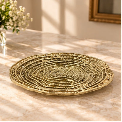 Metal spiral decorative dosa tray | Round centerpiece serving tray in gold, silver or antique