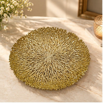 Coral Inspired Tray - Decorative Metal Tray | Centerpiece | Home Accent | Gold, Silver, or Antique Finish