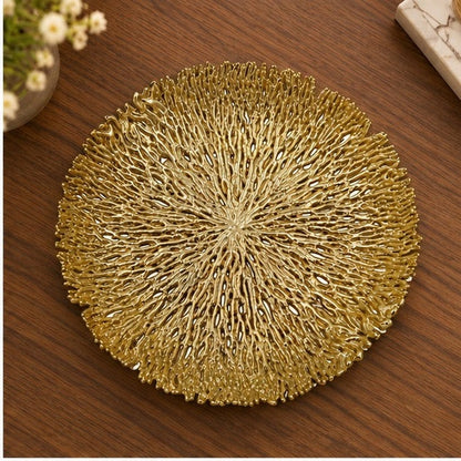 Coral Inspired Tray - Decorative Metal Tray | Centerpiece | Home Accent | Gold, Silver, or Antique Finish