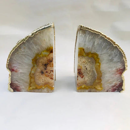 Natural Clear Agate Bookends
