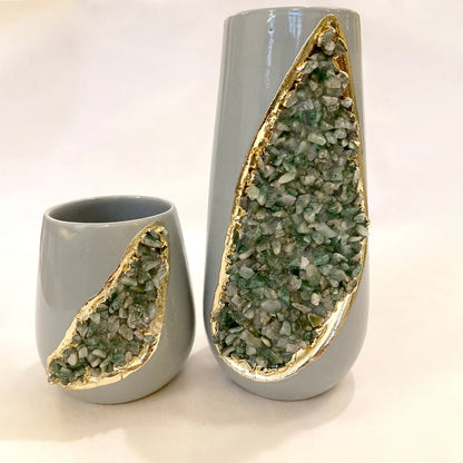 Set of 2 Gray Ceramic Vases
