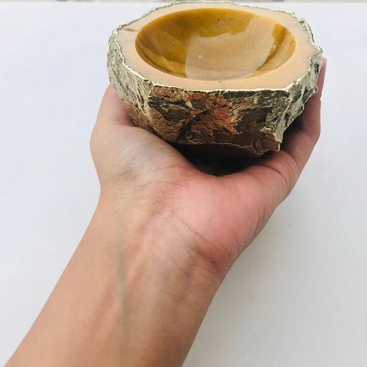 Handcrafted Mustard Yellow Agate Geode Nut/trinket/Jewelry Bowl