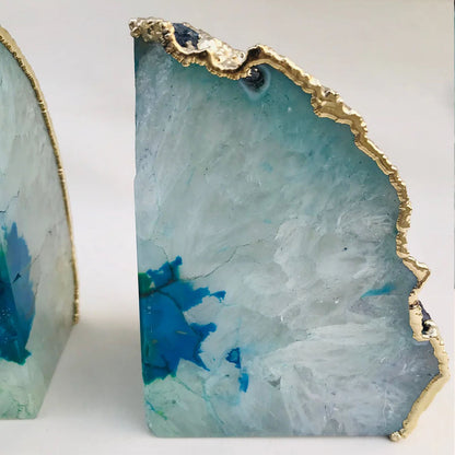 Aqua Agate Bookends