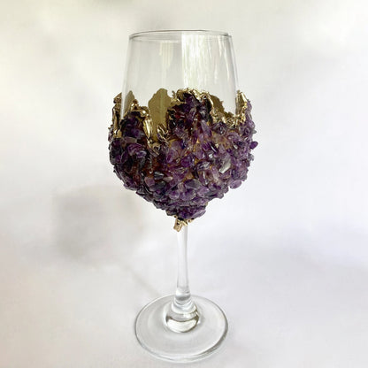 Crystal Wine Glasses with Amethyst Agate – Set of 2, 16 oz