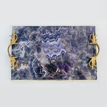 Amethyst Serving Tray with Brass Handles