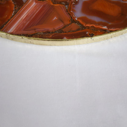 Red Agate Round Serving Tray with Brass Handles