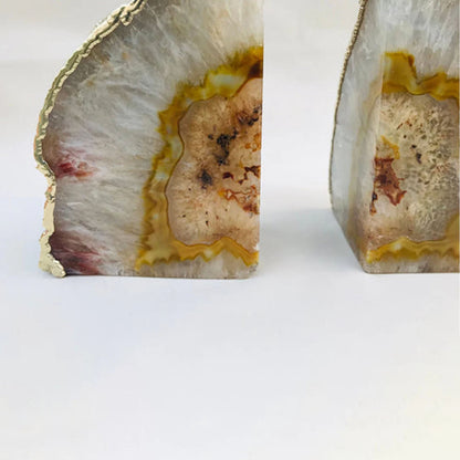Natural Clear Agate Bookends