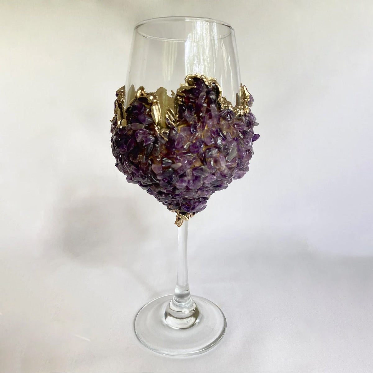 Crystal Wine Glasses with Amethyst Agate – Set of 2, 16 oz