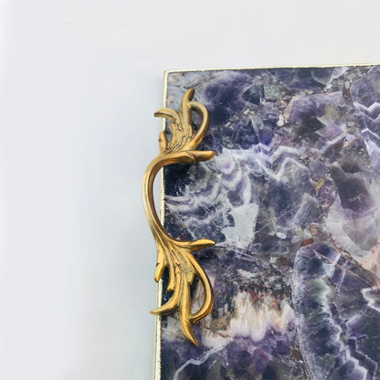Amethyst Serving Tray with Brass Handles