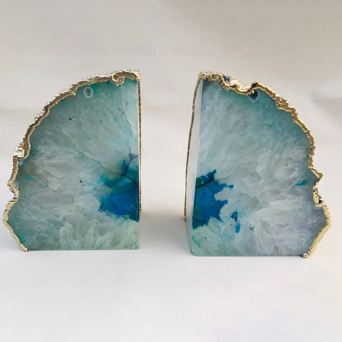 Aqua Agate Bookends