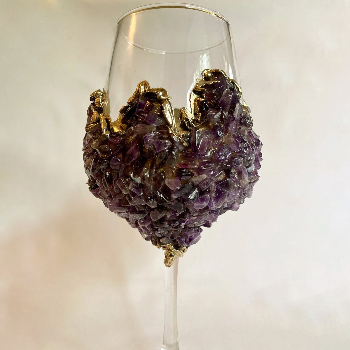Crystal Wine Glasses with Amethyst Agate – Set of 2, 16 oz