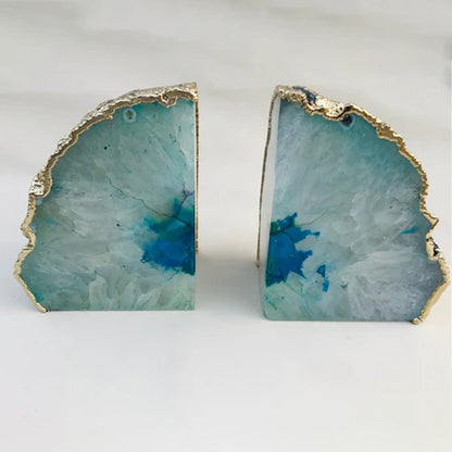 Aqua Agate Bookends