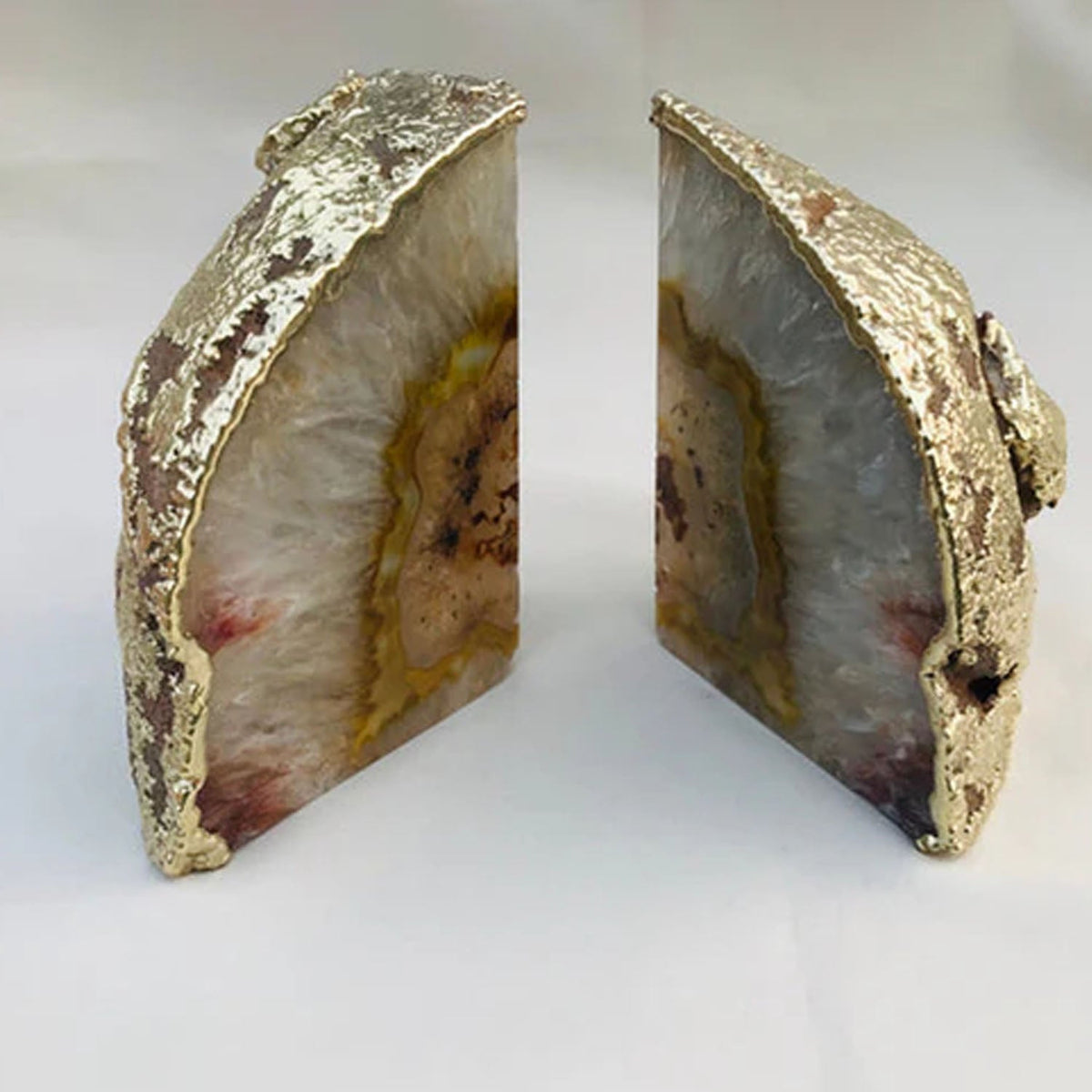 Natural Clear Agate Bookends