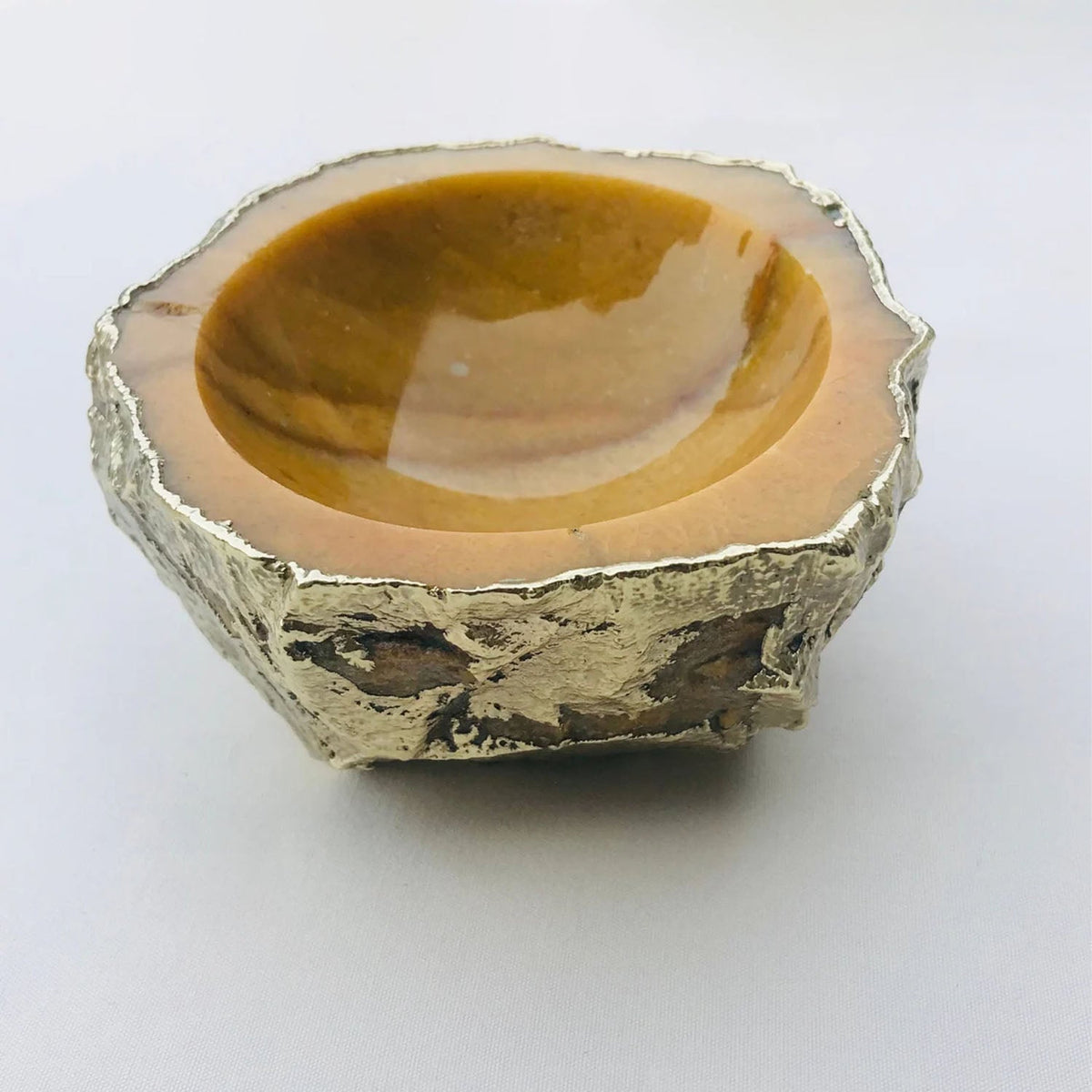 Handcrafted Mustard Yellow Agate Geode Nut/trinket/Jewelry Bowl