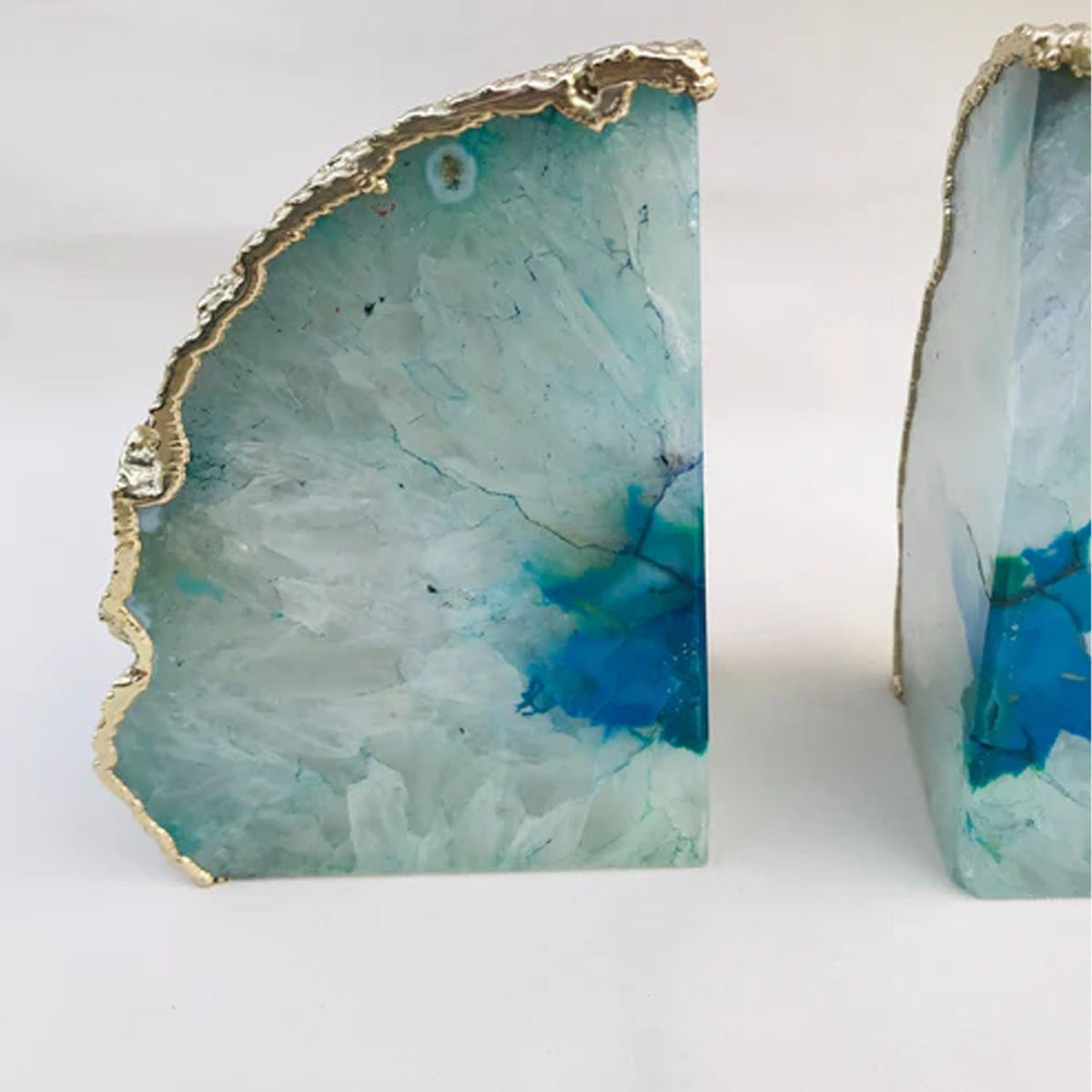 Aqua Agate Bookends