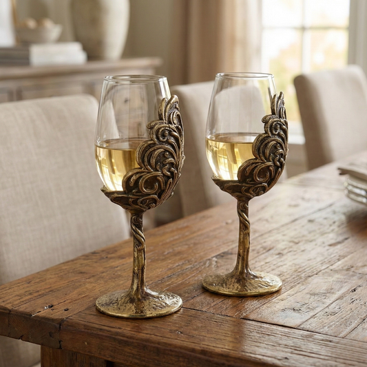 Handcrafted Leaf/Ambi Design Wine Glasses