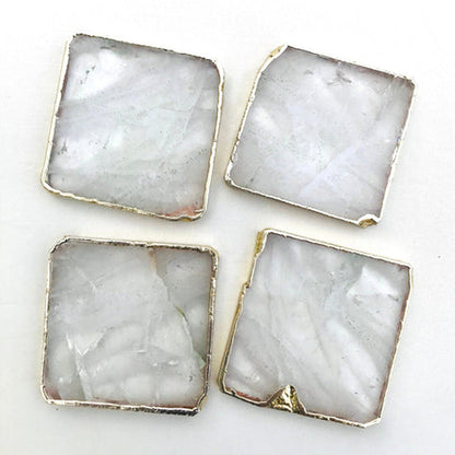 Clear Quartz Natural Edge Coasters – Set of 4
