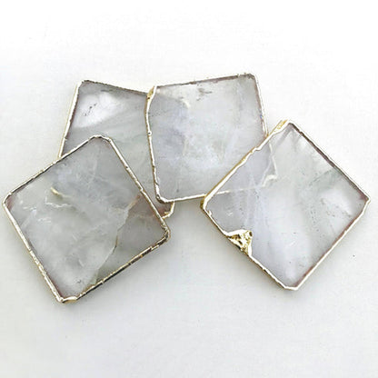 Clear Quartz Natural Edge Coasters – Set of 4