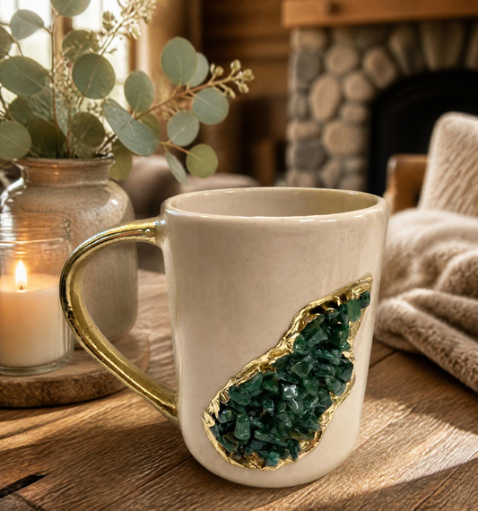 Wave - Handcrafted Set of 2 Cream Ceramic Mugs