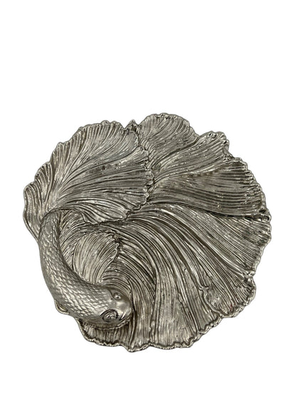 Fish Tray - Decorative Metal Tray | Small Plate | Centerpiece | Home Accent | Antique Gold or Silver Finish