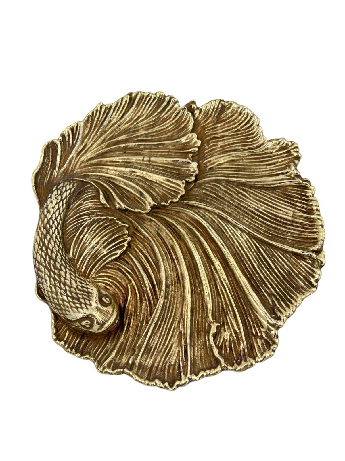 Fish Tray - Decorative Metal Tray | Small Plate | Centerpiece | Home Accent | Antique Gold or Silver Finish