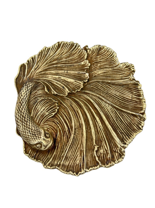 Fish Tray - Decorative Metal Tray | Small Plate | Centerpiece | Home Accent | Antique Gold or Silver Finish