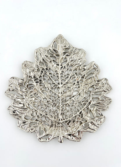 Skeletal Leaf Tray - Decorative Metal Tray | Centerpiece | Home Accent | Gold, Silver or Antique Finish