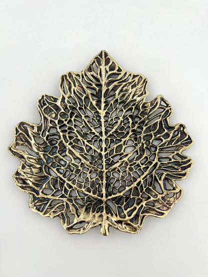 Skeletal Leaf Tray - Decorative Metal Tray | Centerpiece | Home Accent | Gold, Silver or Antique Finish