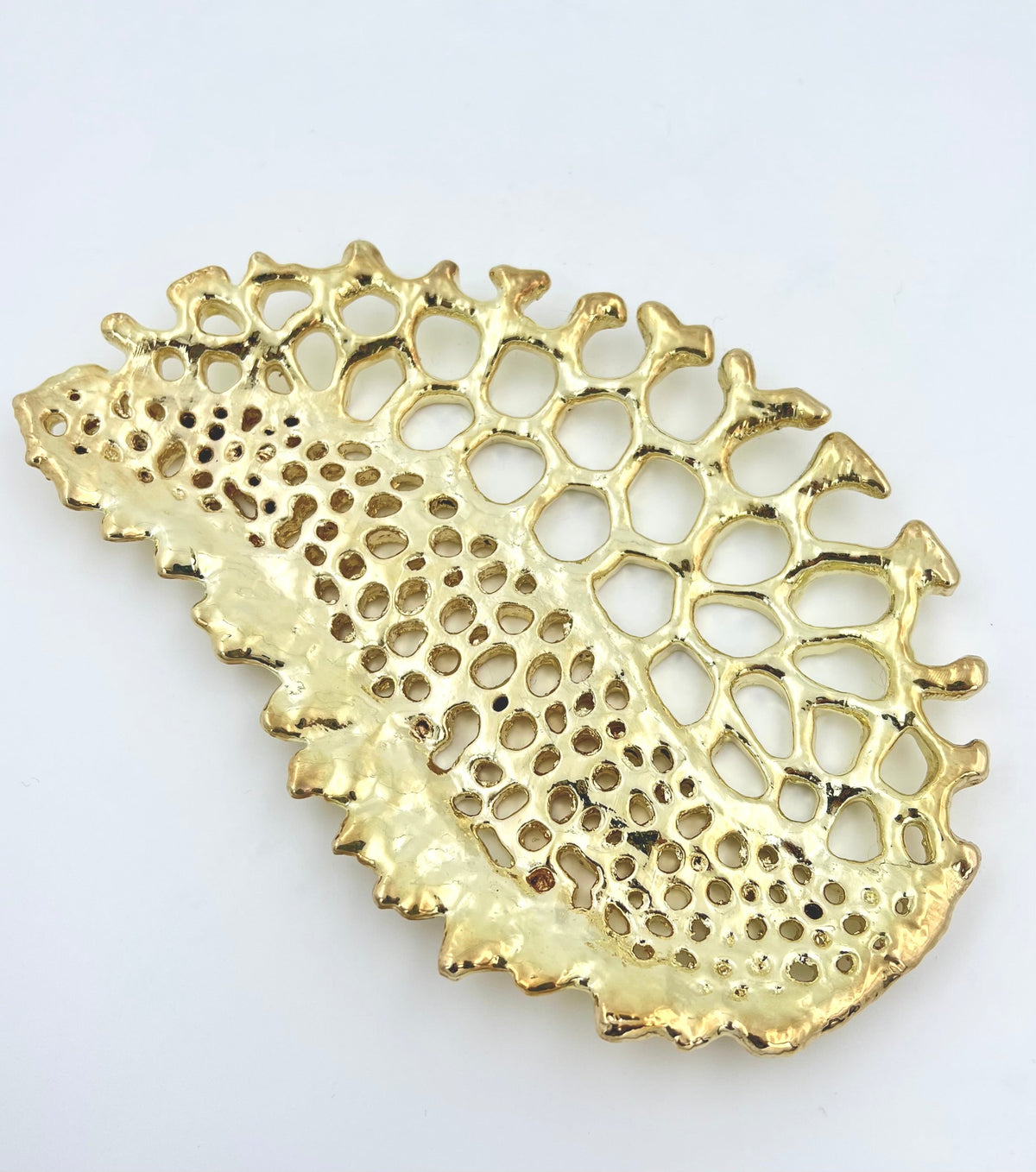 Fossil Inspired Decorative Tray – Electro-formed Sculptural Jewelry/Decor Dish | Gold or Silver Finish | Modern Coffee Table Accent