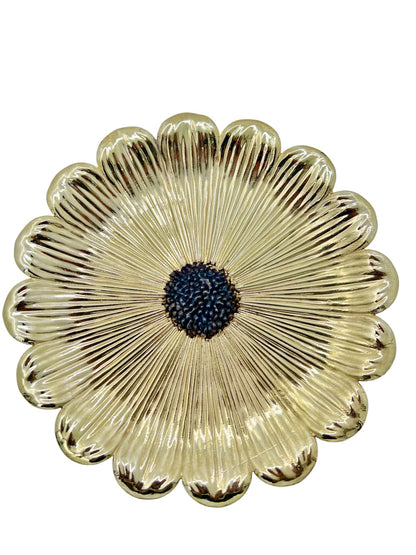 Sunflower Decorative Tray – Electro-formed Flower Jewelry Dish | Gold with Antique Finish | Flower Inspired Home Accent