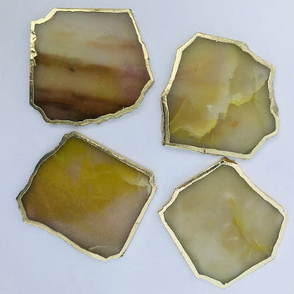 Mustard Aventurine Natural Edge Coasters – Set of 4