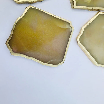 Mustard Aventurine Natural Edge Coasters – Set of 4