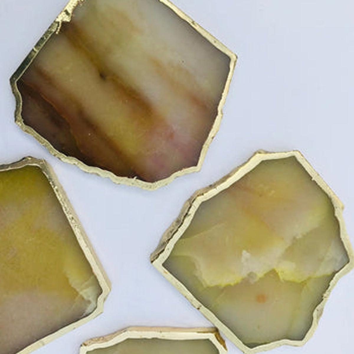 Mustard Aventurine Natural Edge Coasters – Set of 4