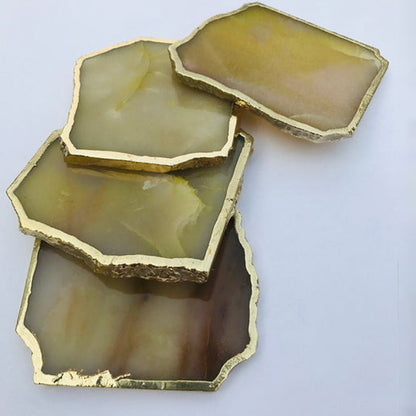 Mustard Aventurine Natural Edge Coasters – Set of 4