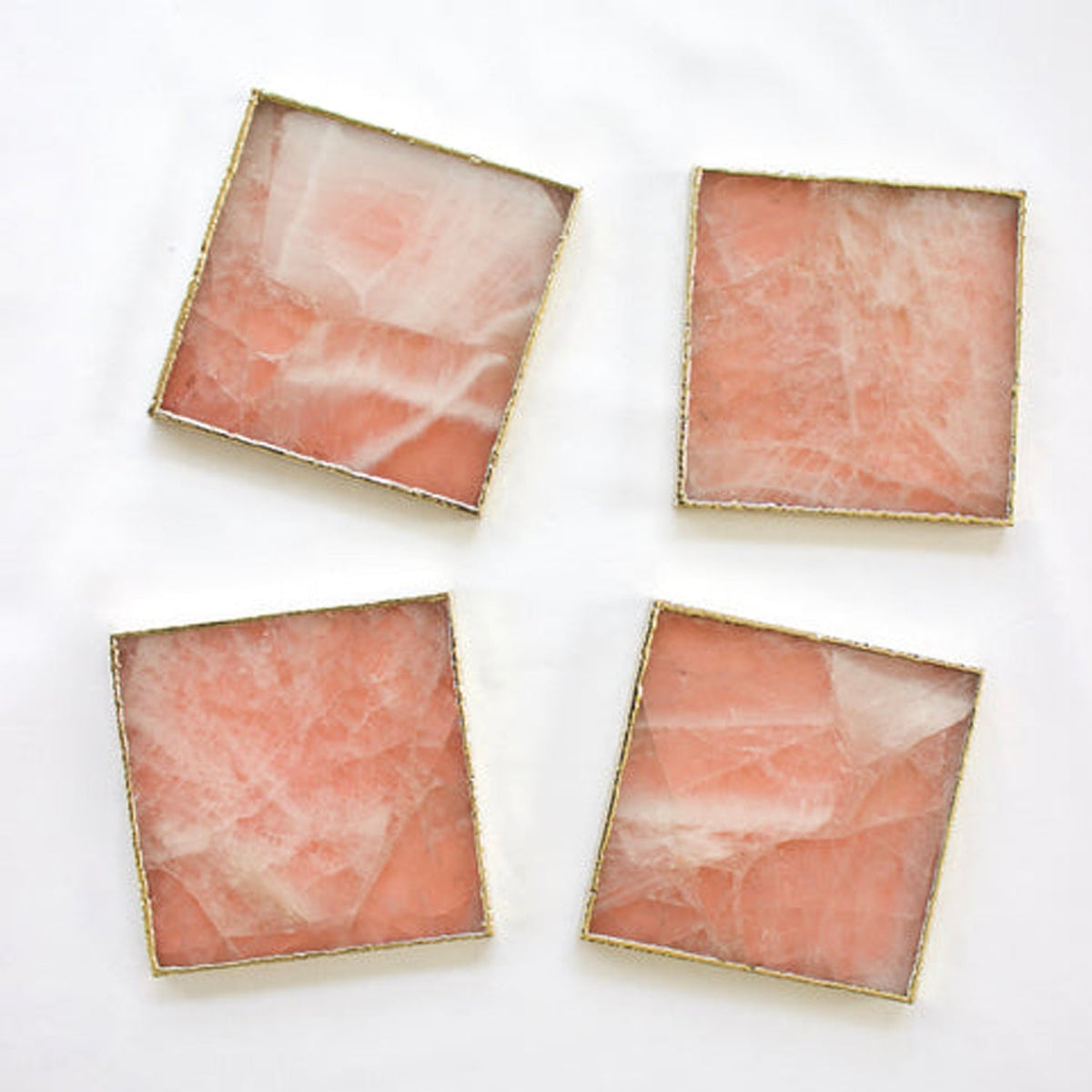 Rose Quartz Square Coasters – Set of 4