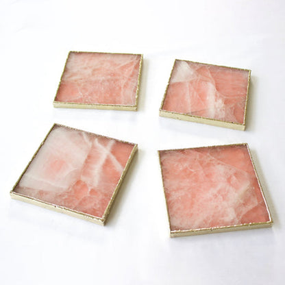 Rose Quartz Square Coasters – Set of 4