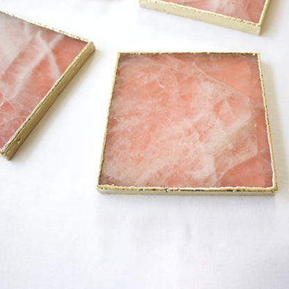 Rose Quartz Square Coasters – Set of 4
