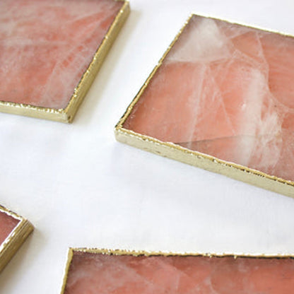 Rose Quartz Square Coasters – Set of 4