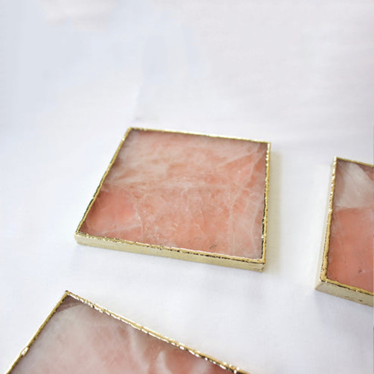 Rose Quartz Square Coasters – Set of 4