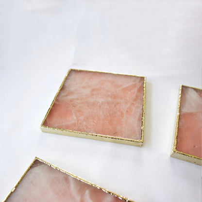 Rose Quartz Square Coasters – Set of 4