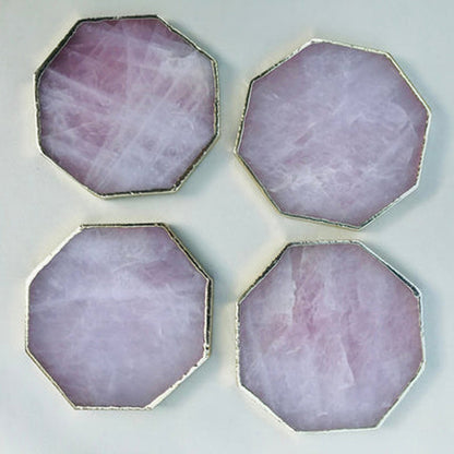 Rose Quartz Octagon Coasters – Set of 4