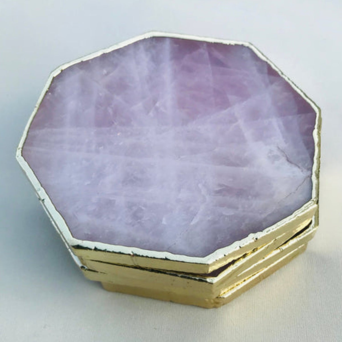 Rose Quartz Octagon Coasters – Set of 4