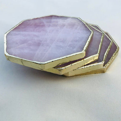 Rose Quartz Octagon Coasters – Set of 4